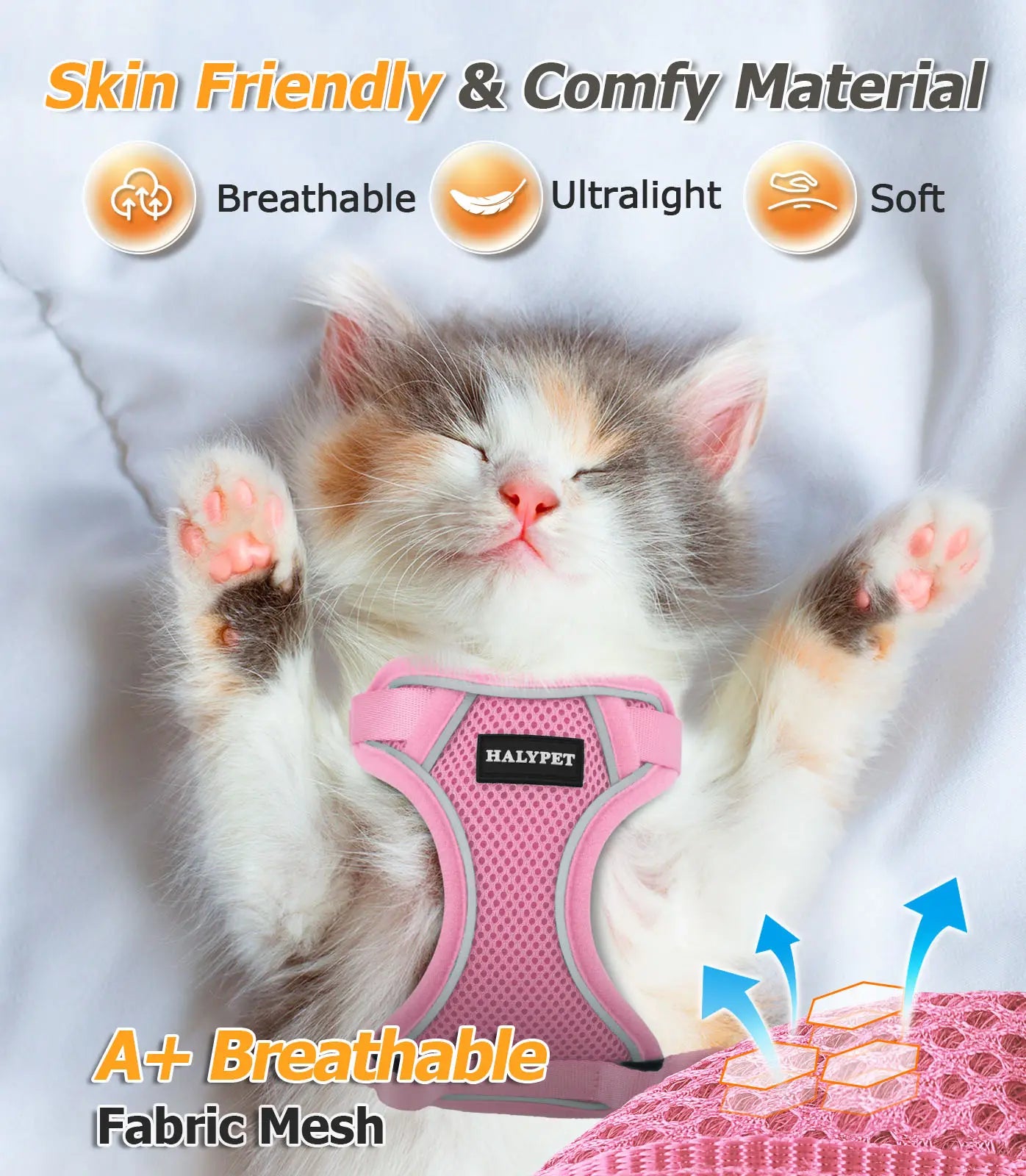 Adjustable Pet Harness & Leash Set,Counts Breathable Mesh Cat Harness with Leash,Escape Proof Harness, Pet Supplies for Outdoor Walking Fathersdaygift