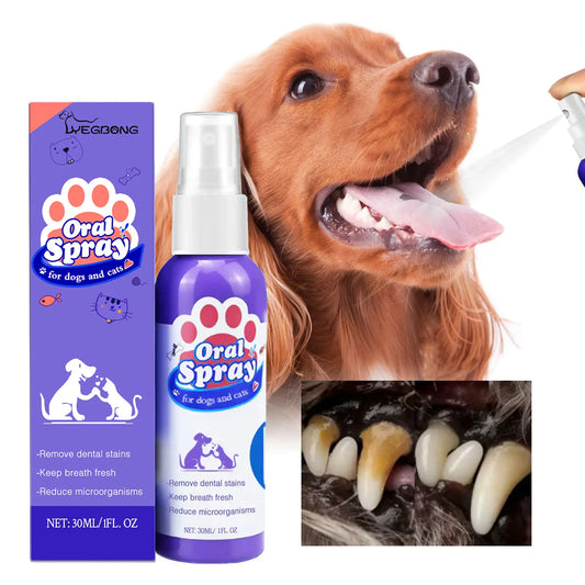 PET Dog Dental Care Spray,Plant-Based Ingredients,Safe and Healthy,Vet-Recommended Breath Freshener & Teeth,No Brushing 30ML Shop Now, Amazing Deal
