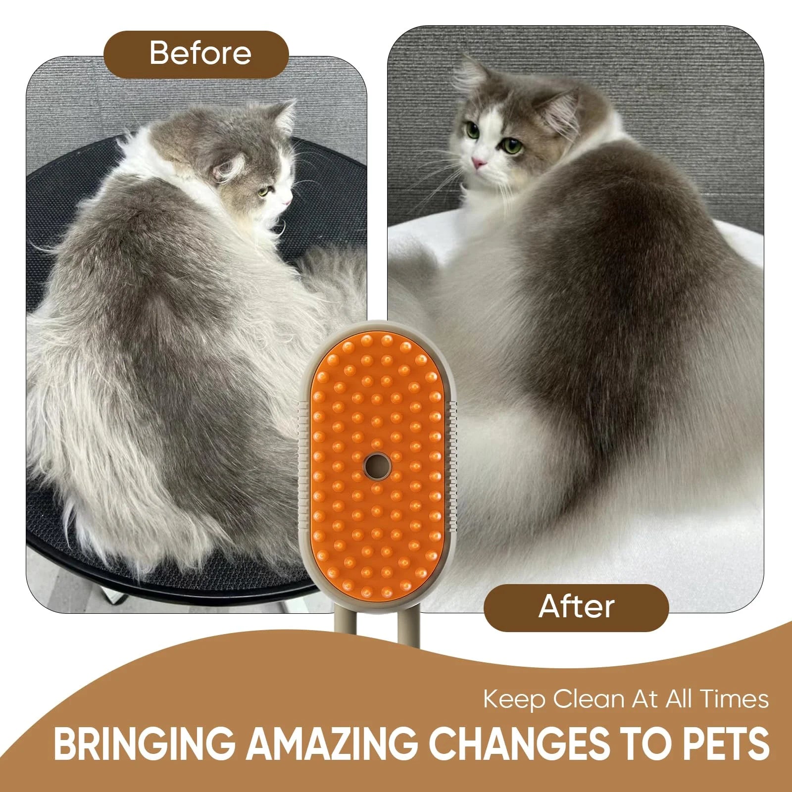 Pet Steam Groomer Brush, New 4 in 1 Cat Steam Brush for Massaging and Cleaning Shedding Pet Hair, Pet Steamy Brushes Multifunctional Hair Removal Comb for Cats Dogs