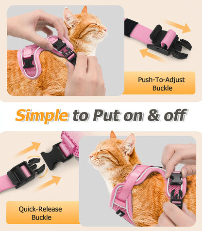 Adjustable Pet Harness & Leash Set,Counts Breathable Mesh Cat Harness with Leash,Escape Proof Harness, Pet Supplies for Outdoor Walking Fathersdaygift