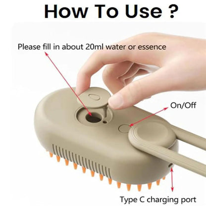 Pet Steam Groomer Brush, New 4 in 1 Cat Steam Brush for Massaging and Cleaning Shedding Pet Hair, Pet Steamy Brushes Multifunctional Hair Removal Comb for Cats Dogs