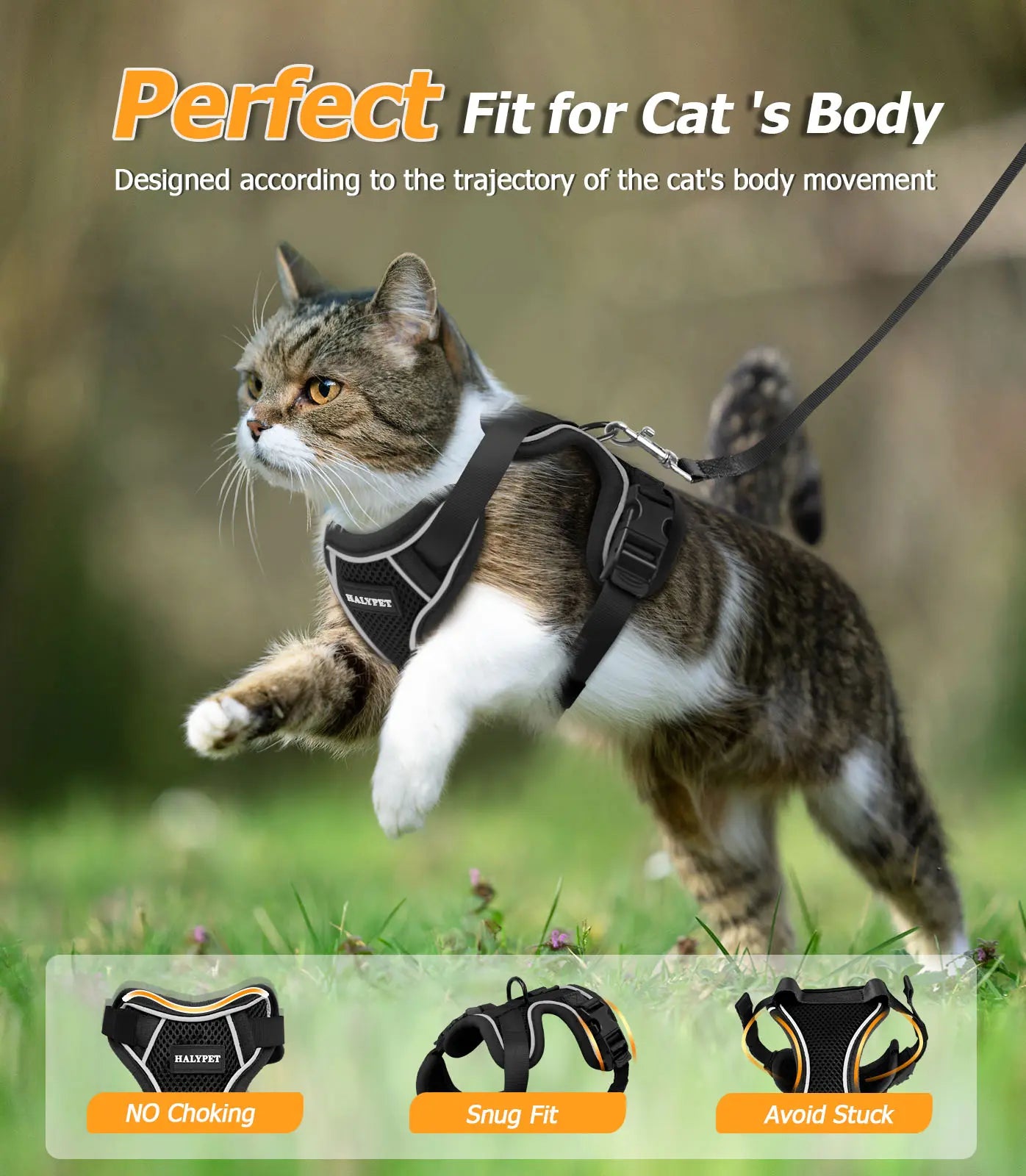 Adjustable Pet Harness & Leash Set,Counts Breathable Mesh Cat Harness with Leash,Escape Proof Harness, Pet Supplies for Outdoor Walking Fathersdaygift